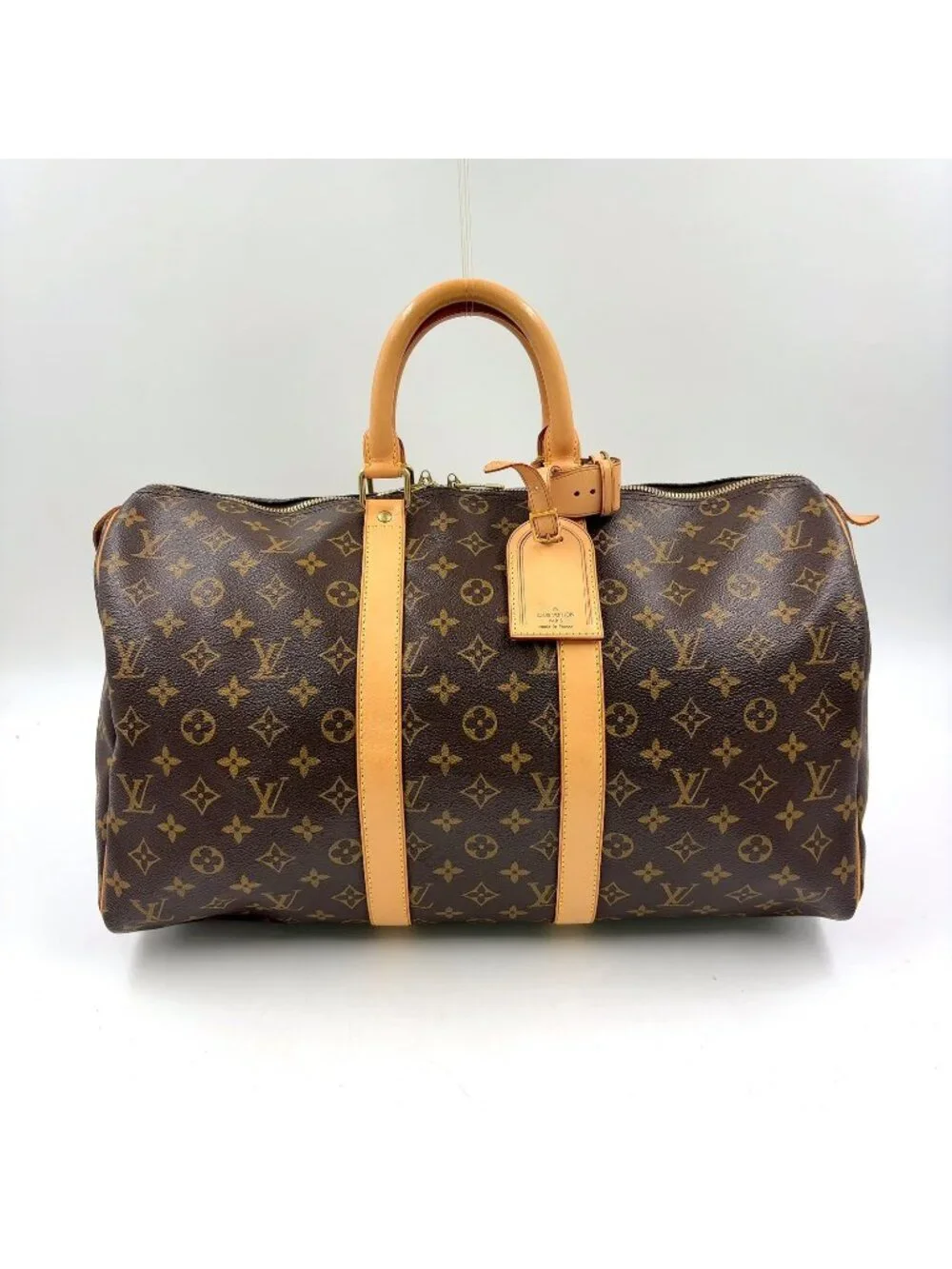 Louis Vuitton Keepall 45 Monogram Leather Brown Light Boston Bag Gold